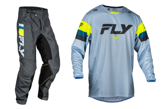 FLY Racing 2024 Kinetic Prix Jersey Pant Combo Ice Grey/Charcoal/Hi-Vis