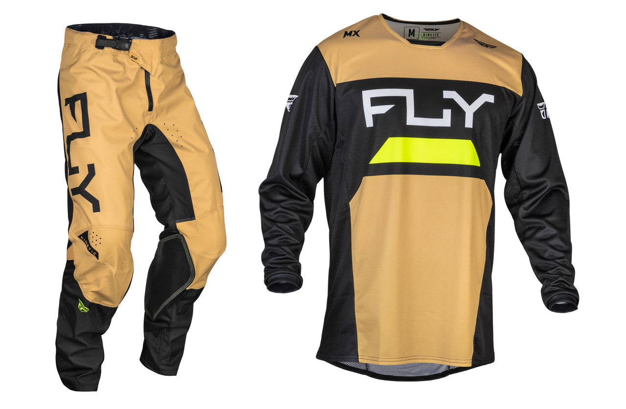 FLY Racing 2024 Kinetic Reload Jersey Pant Combo Khaki/Black/Hi-Vis