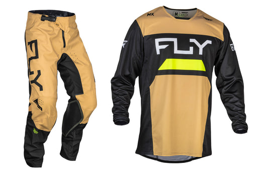 FLY Racing 2024 Kinetic Reload Jersey Pant Combo Khaki/Black/Hi-Vis