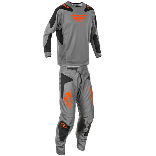 FLY Racing 2025 Kinetic Sym Jersey Pant Combo Grey/Orange/Black