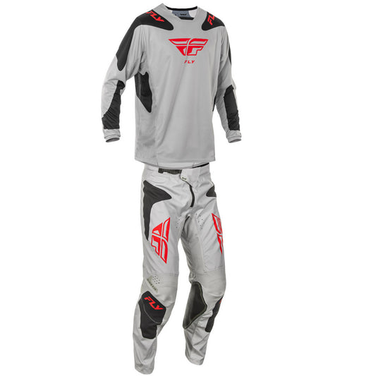 FLY Racing 2025 Kinetic Sym Jersey Pant Combo Light Grey/Red/Black