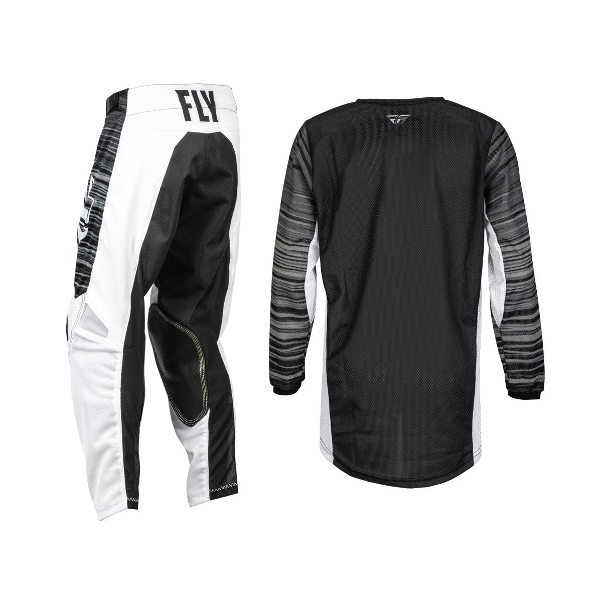 FLY Racing 2023 Youth Kinetic Mesh Jersey Pant Combo Black/White/Grey