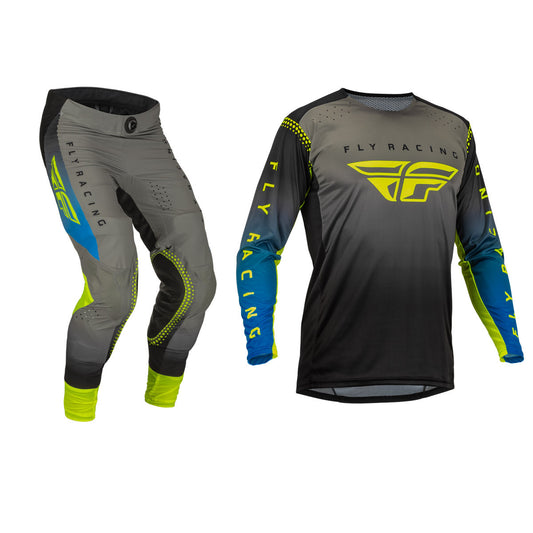 FLY Racing 2023 Lite Jersey Pant Combo Grey/Blue/Hi-Vis