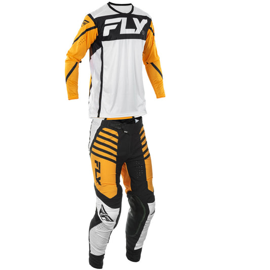 FLY Racing 2025 Lite Jersey Pant Combo White/Black/Mustard