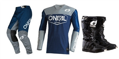 O'NEAL 2022 Mayhem Hexx Blue/Grey Jersey Pant Rider Boots Combo