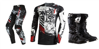 O'NEAL 2022 Mayhem Scarz Black/White Jersey Pant Rider Boots Combo