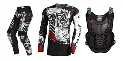 O'NEAL 2022 Mayhem Scarz Black/White Jersey Pant Chest Protector Combo