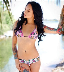 Metal Mulisha Womens Gypsy Rose Tri Bikini Top - Hot Pink