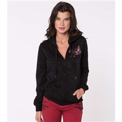 Metal Mulisha Womens Break Free Burnout Zip Fleece - Black