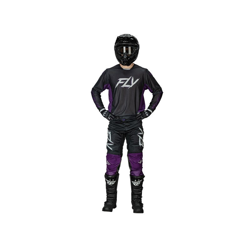 FLY Racing 2024 Kinetic Mesh Rave Jersey Pant Combo - Black/Purple/Silver