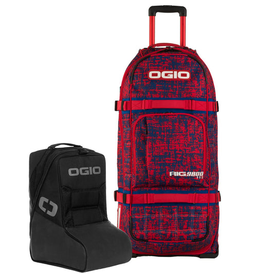 OGIO RIG 9800 PRO Chaos Red/Blue Wheeled Gearbag with Boot Bag