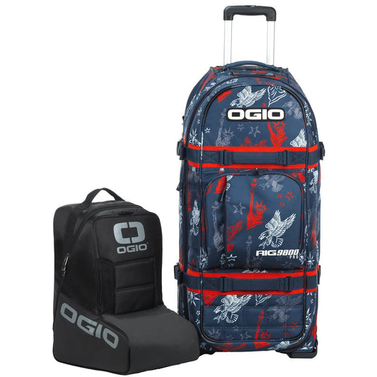 OGIO Rig 9800 Pro We Trust Wheeled Gear Bag and MX Boot Bag