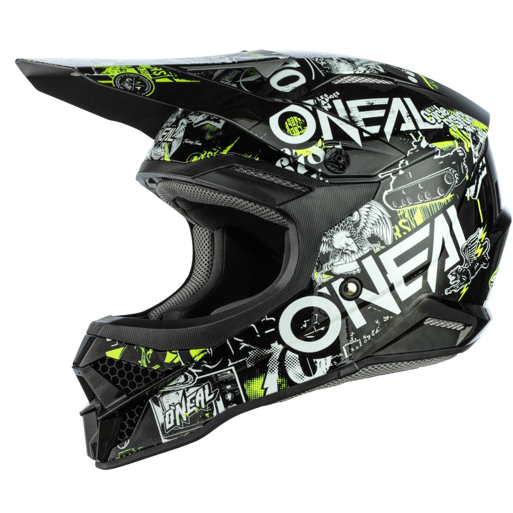 O'Neal 2024 3 Series Attack Helmet and Goggle Combo Black/Neon Yellow