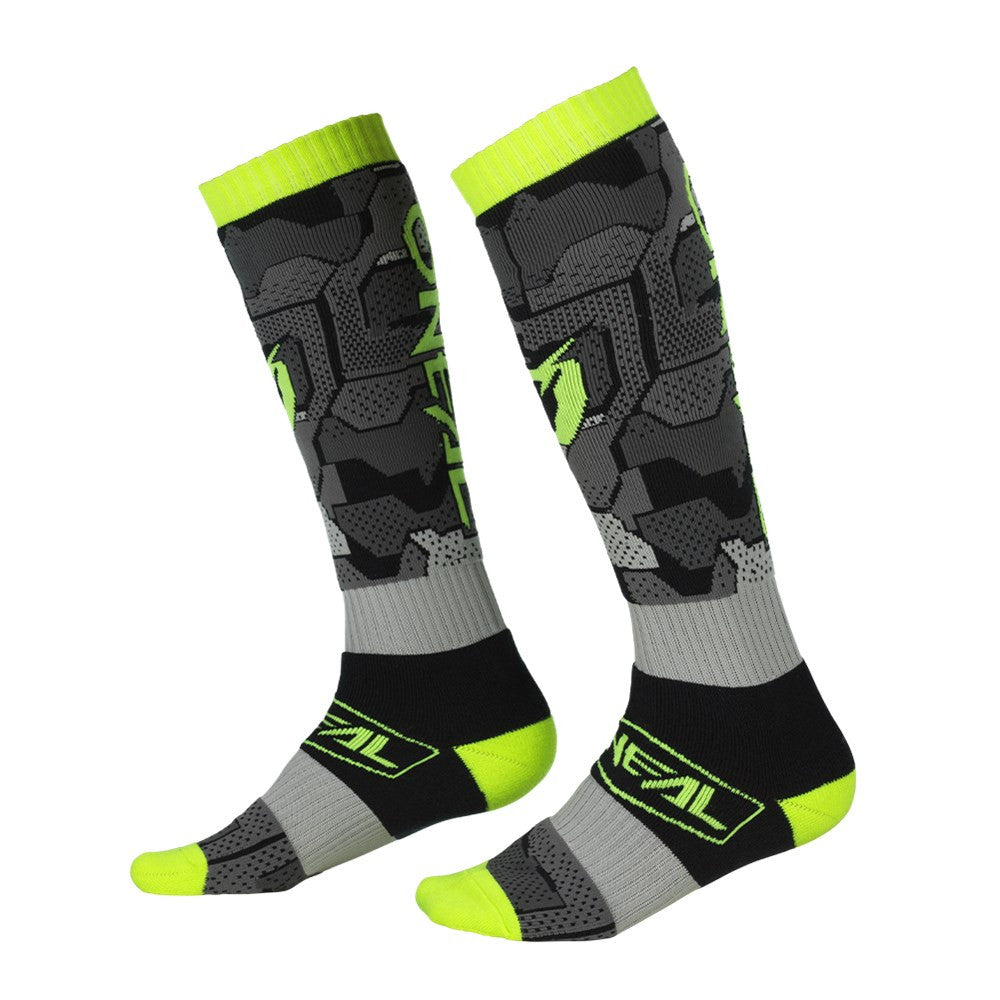 Oneal Pro MX Sox Camo Socks - Grey/Yellow