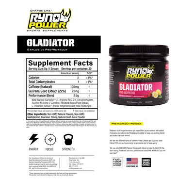 Ryno Power Essentials Package (Gladiator, Hydration Fuel Fruit Punch, Vanilla Protein and Blender Bottle)