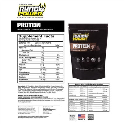 Ryno Power 2lbs Chocolate Protein Powder Supplement
