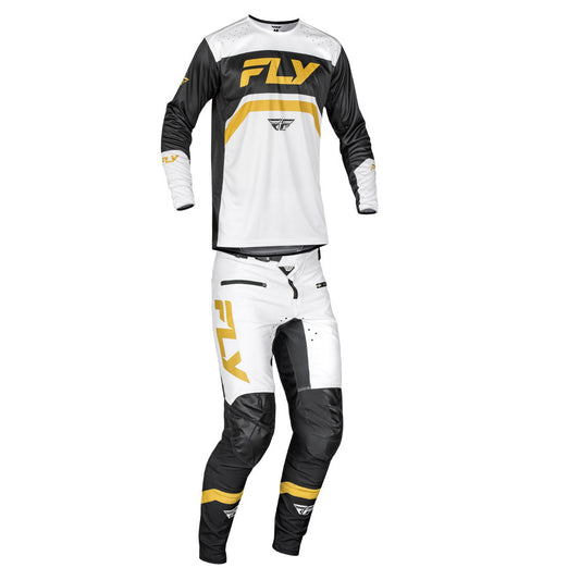 FLY Racing 2025 Rayce Bicycle Jersey Pant Combo White/Black/Gold