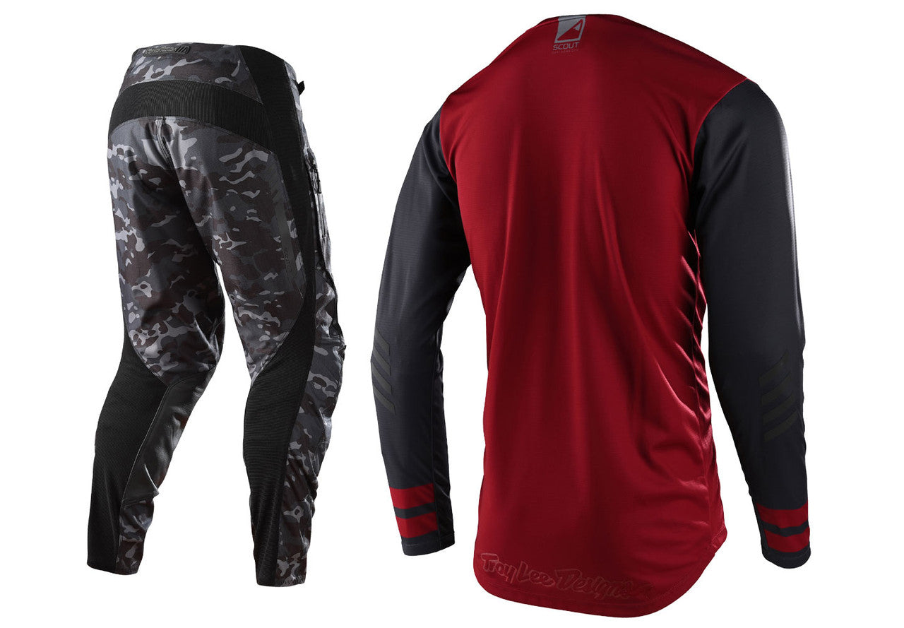 Troy Lee Designs Scout GP Jersey Pant Combo Peace & Wheelies Burgundy/Grey
