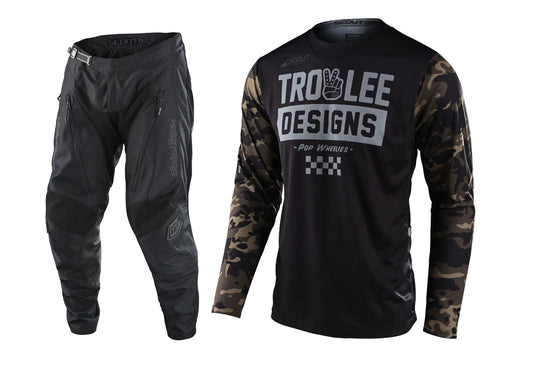 Troy Lee Designs Scout GP Jersey Pant Combo Peace & Wheelies Green