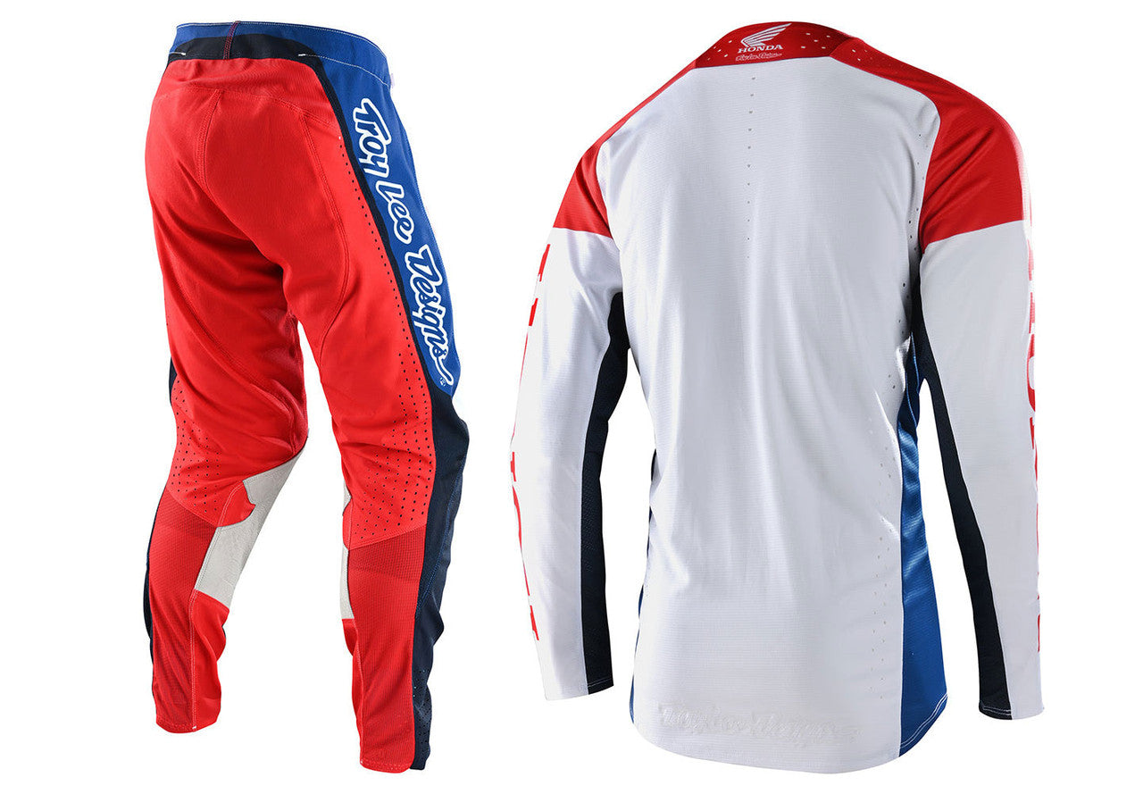 Troy Lee Designs 2022 SE Pro Jersey and Pant Combo Quattro Honda White/Blue