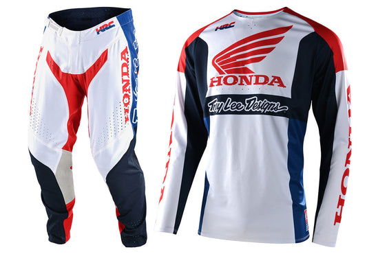 Troy Lee Designs 2022 SE Pro Jersey and Pant Combo Quattro Honda White/Blue