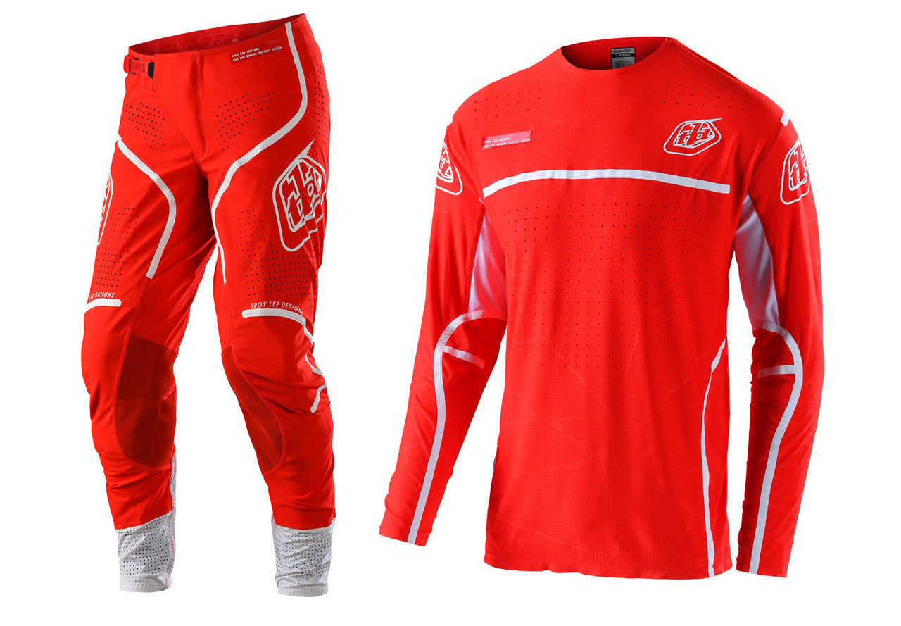 Troy Lee Designs 2022 SE Ultra Jersey and Pant Combo Lines Red/White