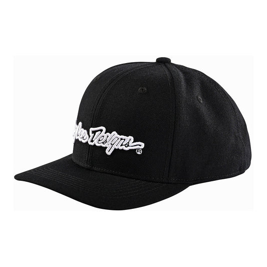 Troy Lee Designs Curved Snapback Hat Signature Black/White OSFA