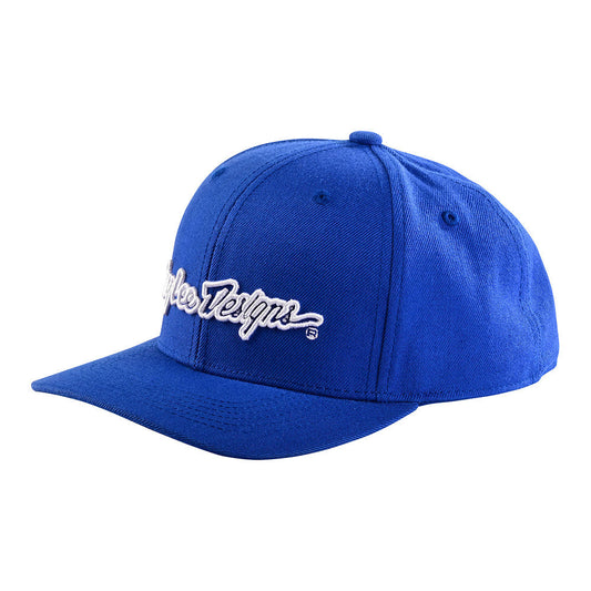 Troy Lee Designs Curved Snapback Hat Signature Blue/White OSFA