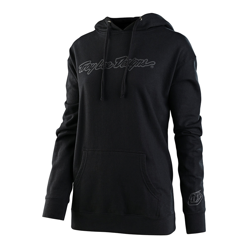 Troy Lee Designs Womens Pullover Hoodie Signature Black/Reflective Silver