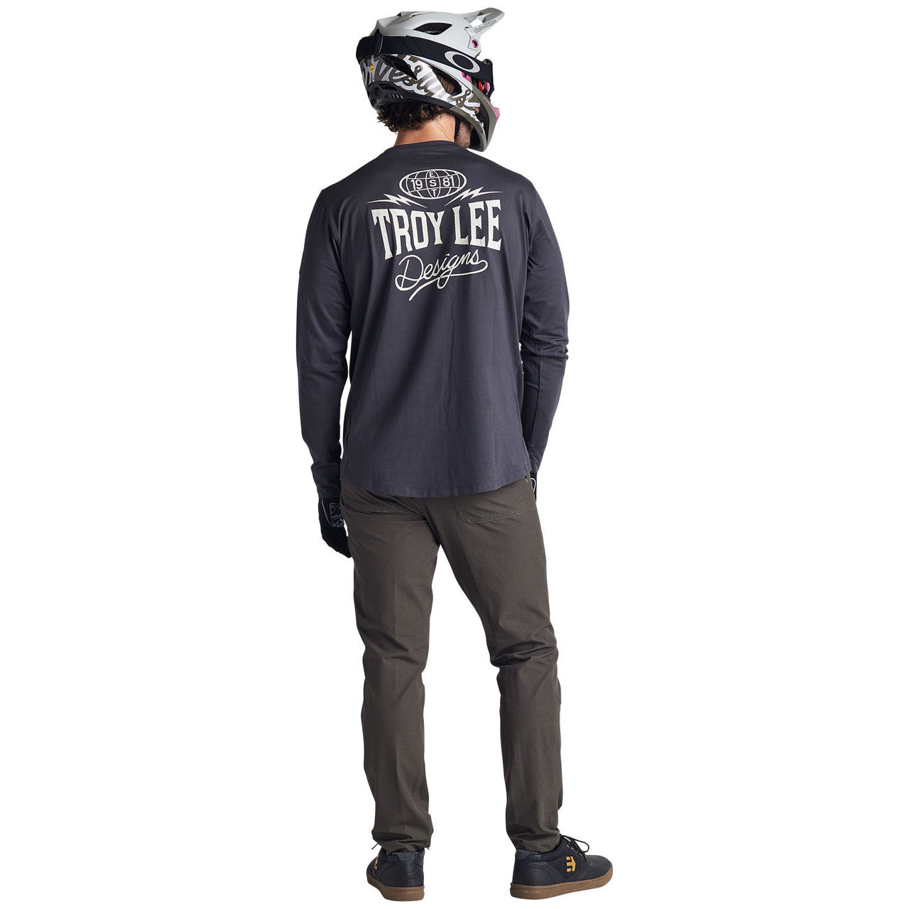Troy Lee Designs Ruckus Long Sleeve Ride Tee Bolts Carbon