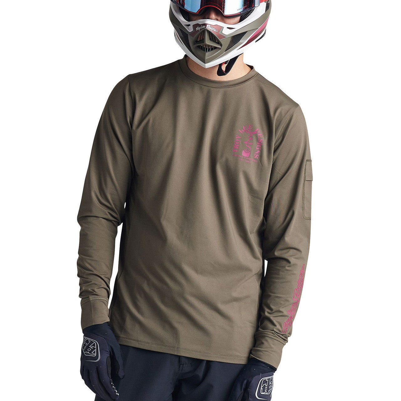 Troy Lee Designs Ruckus Long Sleeve Ride Tee Fangs Olive