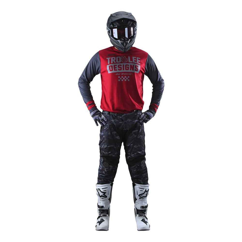 Troy Lee Designs Scout GP Jersey Pant Combo Peace & Wheelies Burgundy/Grey