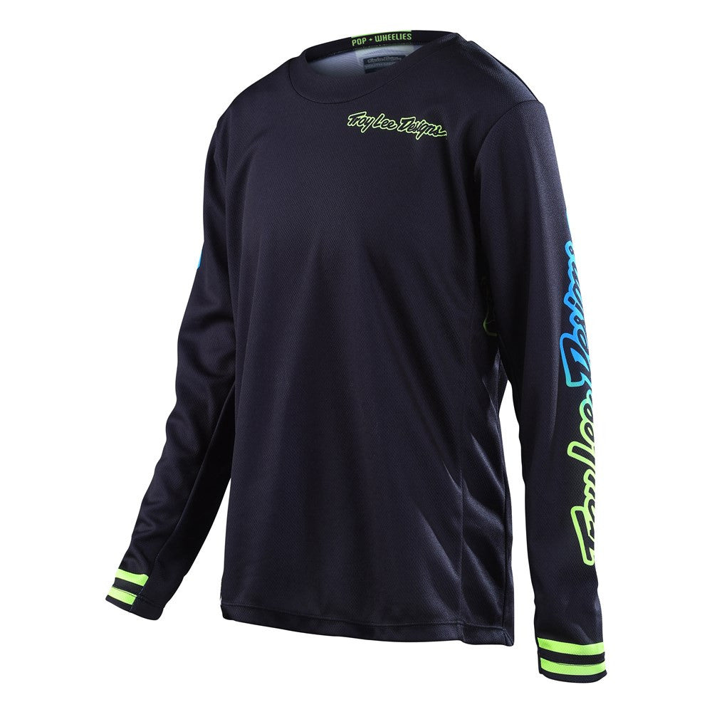 Troy Lee Designs 2022 Youth GP Jersey and Pant Combo Mono Black/Yellow/Cyan