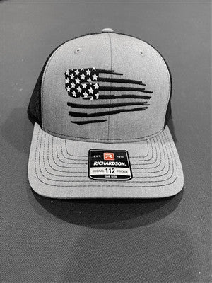 Motocrossgiant Distressed Tattered US Flag Snapback Trucker Hat - Heather/Black