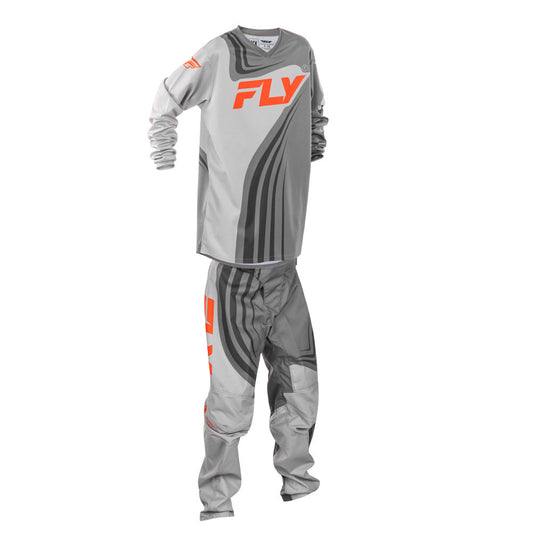 FLY Racing 2025 Youth F-16 Jersey Pant Combo Grey/Orange