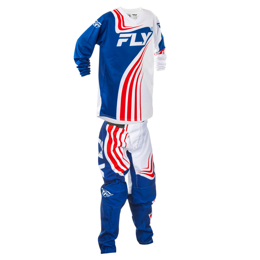 FLY Racing 2025 Youth F-16 Jersey Pant Combo Red/White/Blue