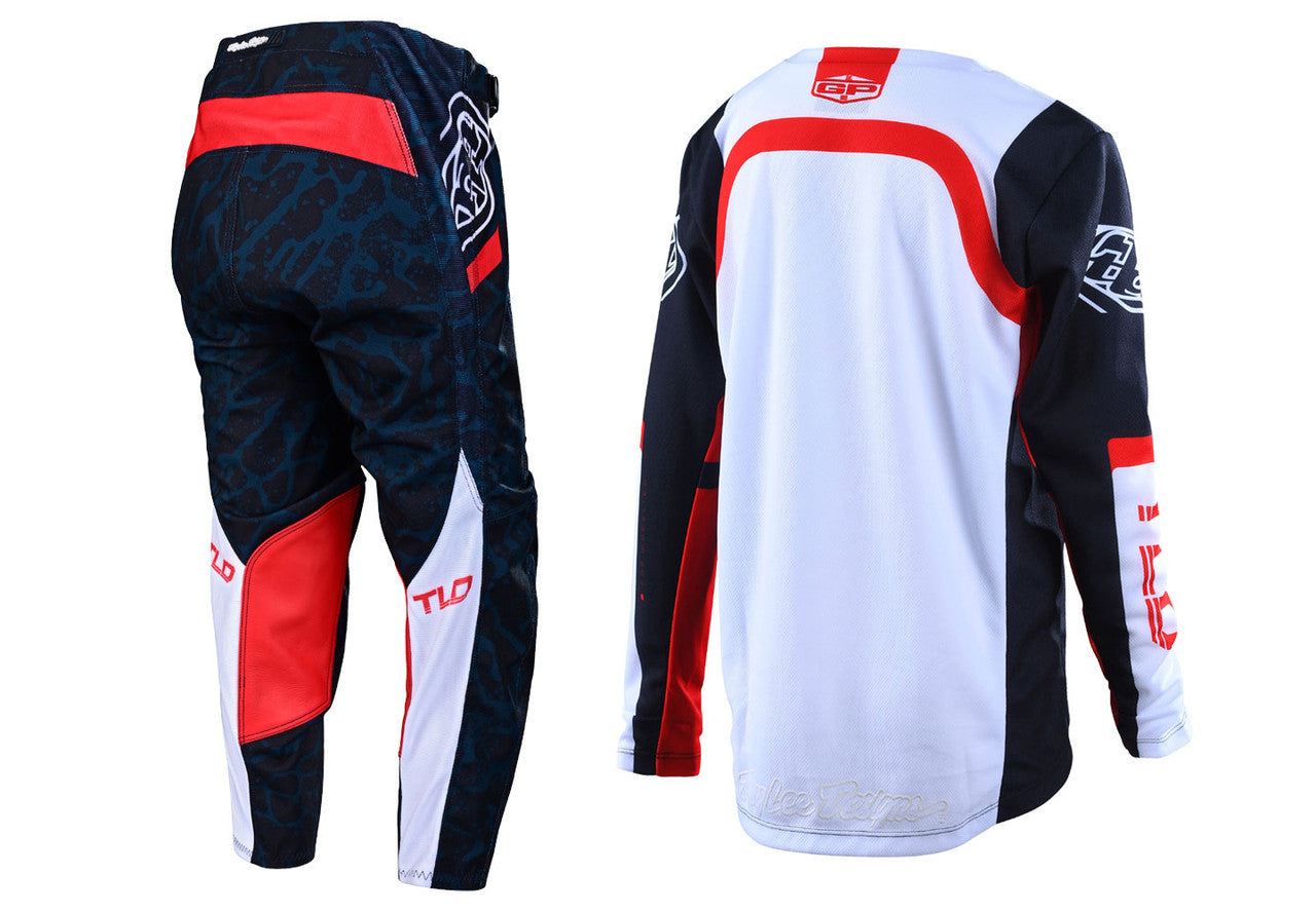Troy Lee Designs 2022 Youth GP Jersey and Pant Combo Fractura Navy/Red