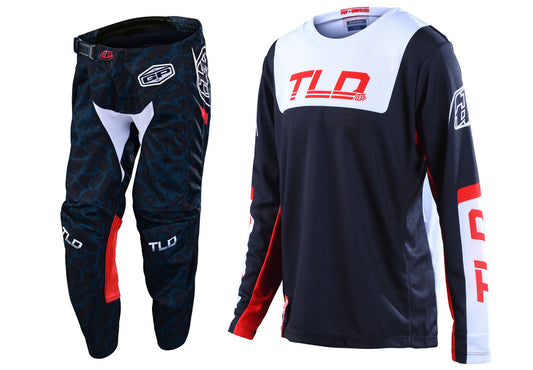 Troy Lee Designs 2022 Youth GP Jersey and Pant Combo Fractura Navy/Red