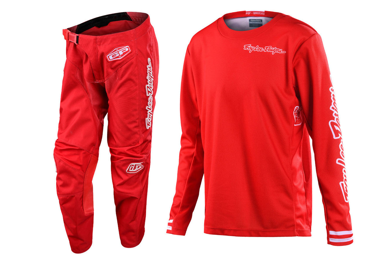 Troy Lee Designs 2022 Youth GP Jersey and Pant Combo Mono Red