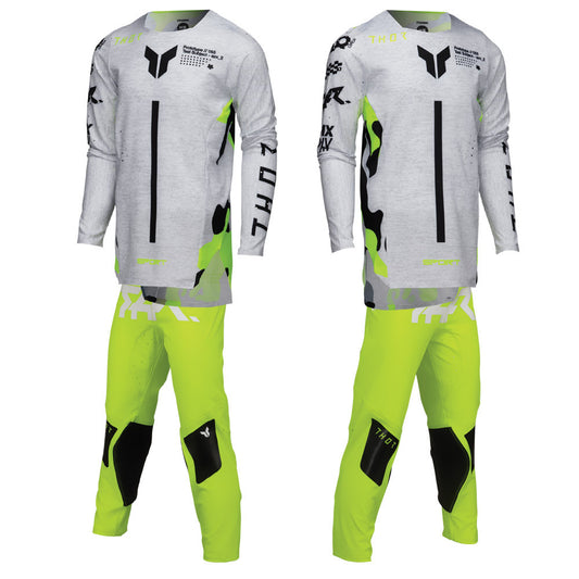 Thor 2025 Youth SPORTMODE Riot Jersey Pant Combo White/Acid
