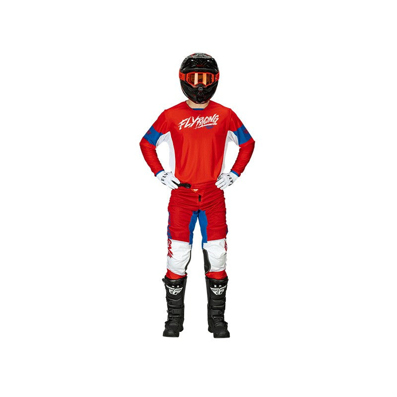FLY Racing 2023 Youth Kinetic Mesh Khaos Jersey Pant Combo - Red/White/Blue