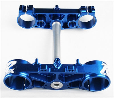 Ride Engineering 20mm Offset Yamaha Triple Clamp Set Full Rubber Mount Design - Blue
