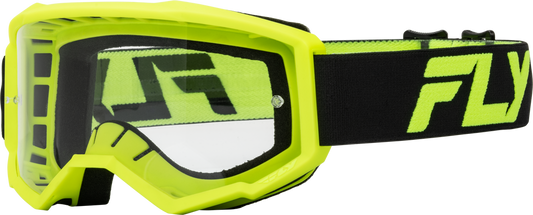 FLY RACING - 37-51150 - FOCUS GOGGLE BLACK/HI-VIS W/ CLEAR LENS