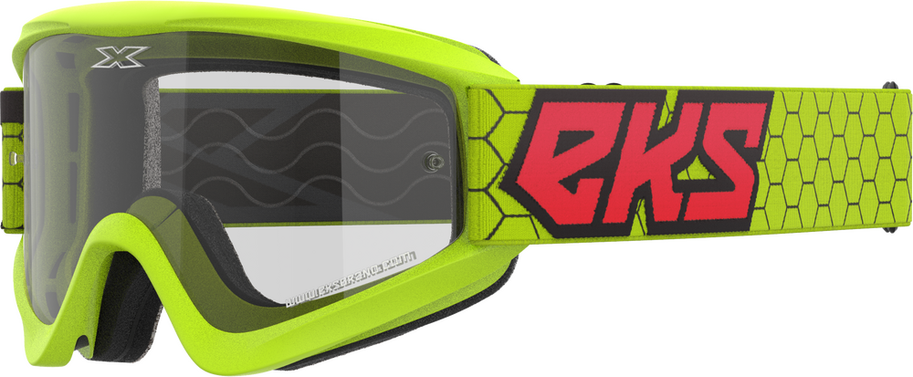 EKS BRAND - 067-60445 - FLAT OUT CLEAR GOGGLE FLO YLW/BLACK/FIRE RED CLEAR
