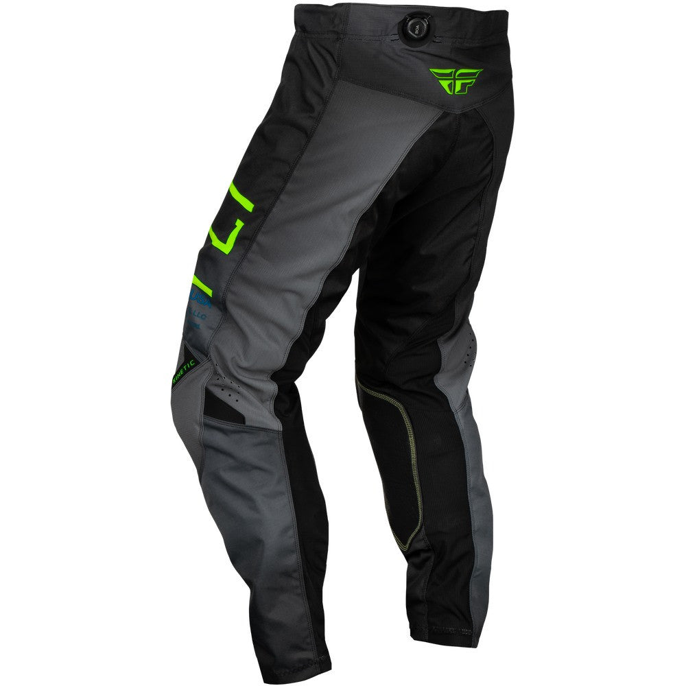 FLY Racing 2024 Youth Kinetic Prodigy Jersey Pant Combo Charcoal/Neon Green/True Blue