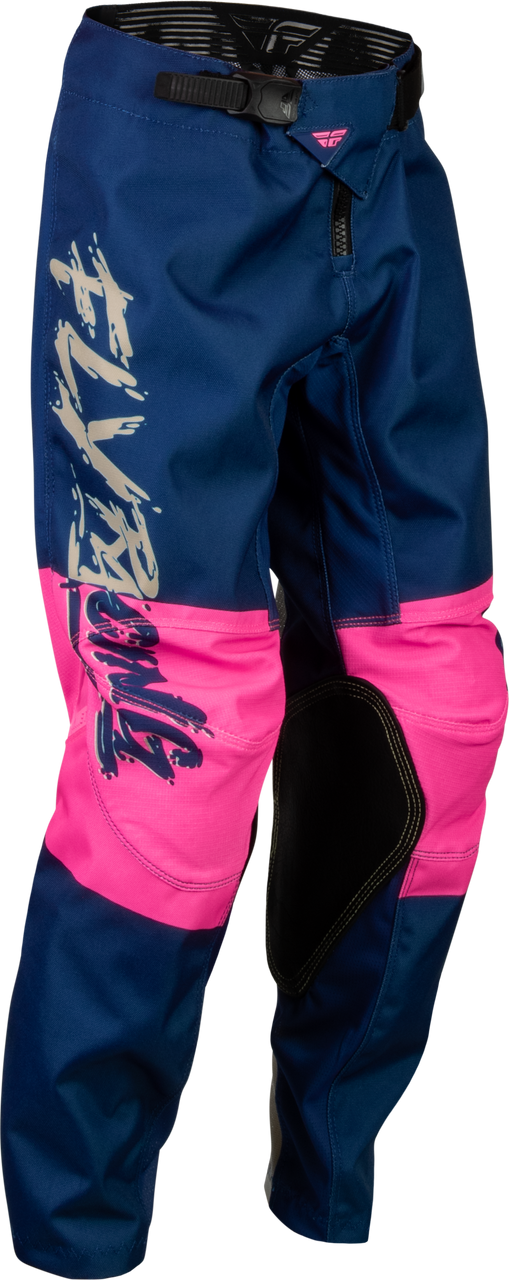 FLY Racing 2023 Youth Kinetic Khaos Pants Pink/Navy/Tan