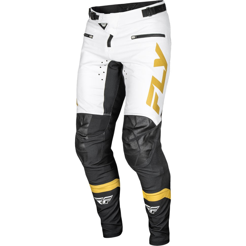 FLY Racing 2025 Youth Rayce Bicycle Jersey Pant Combo White/Black/Gold