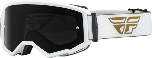 FLY RACING - 37-51503 - ZONE GOGGLE GOLD/WHITE W/ DARK SMOKE/SMOKE LENS