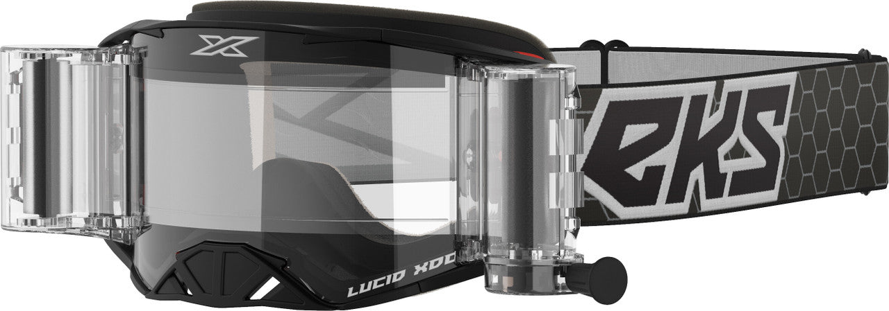 EKS BRAND - 067-11100 - LUCID GOGGLE RACE PACK BLACK/WHITE ZIP OFF CLEAR