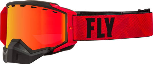 FLY RACING - 37-50332 - ZONE PRO SNOW GOGGLE BLACK/RED W/ ORG MIRROR/PLRZD SMKE LNS